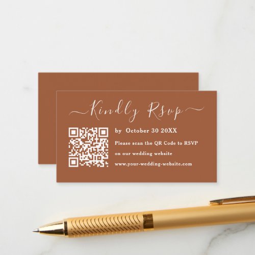 Minimalist Script  Modern Qr Code Rsvp Wedding Enclosure Card