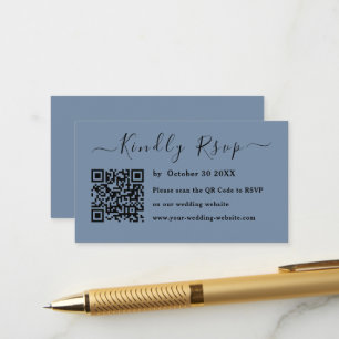 Minimalist Script Modern Qr Code Rsvp Wedding Enclosure Card