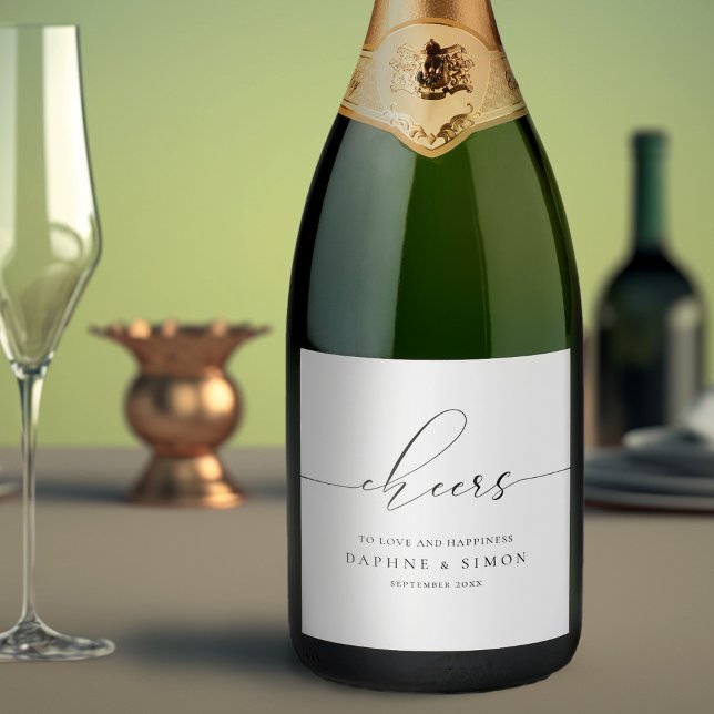 Minimalist Script Modern Sparkling Wine Label (Creator Uploaded)