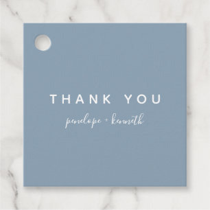 Minimalist Script Modern Wedding Dusty Blue Favor Tags