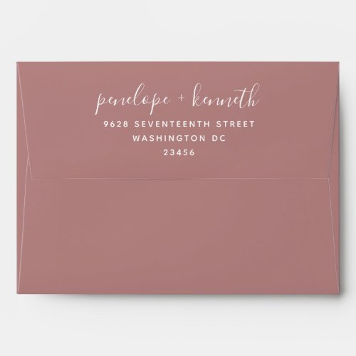 Minimalist Script Modern Wedding  Dusty Rose   Envelope