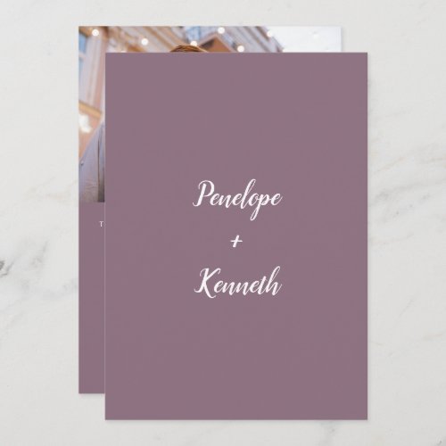 Minimalist Script Modern Wedding Purple Plum Photo Invitation