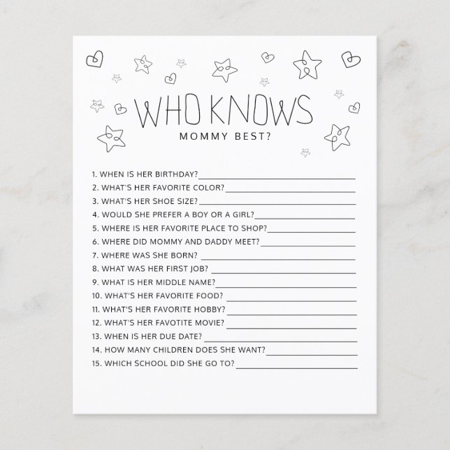 Minimalist Script Modern Who Knows Mom Baby Shower (Front)