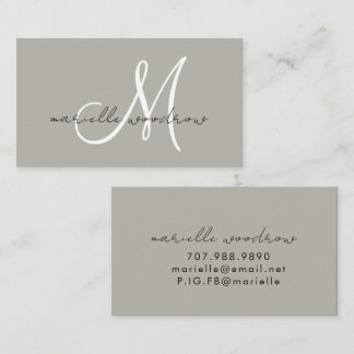 Minimalist Script Monogram Dark Griege Business Card