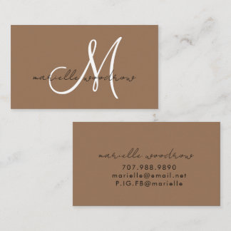 Minimalist Script Monogram Dark Terracotta Business Card