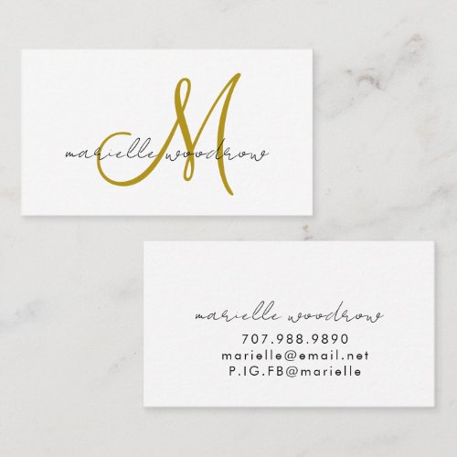 Minimalist Script Monogram Gold Calling Card