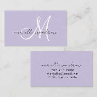 Minimalist Script Monogram Lilac Calling Card