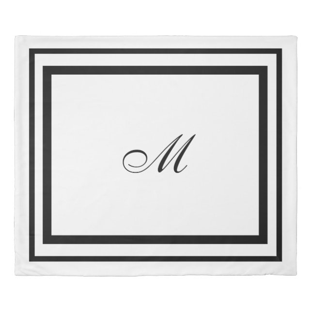 Minimalist Script Monogram | Modern White King Duvet Cover (Front)