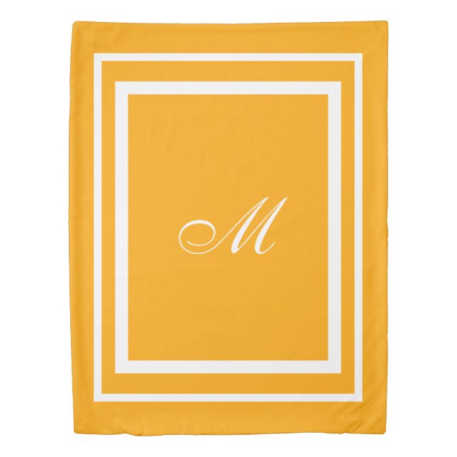 Minimalist Script Monogram | Retro Gold Twin Duvet Cover (Front)