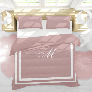 Minimalist Script Monogram   Rose Taupe Queen Size Duvet Cover