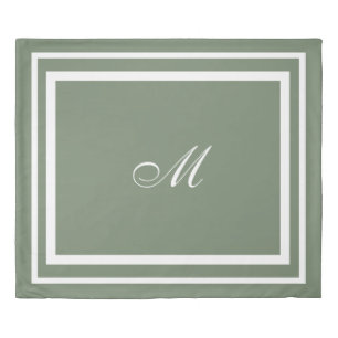 Minimalist Script Monogram   Sage Green King Duvet Cover