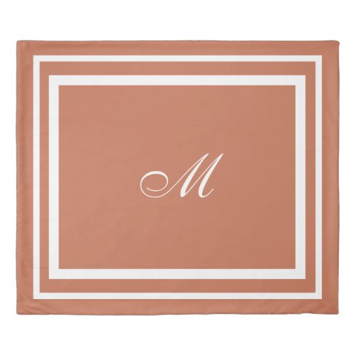 Minimalist Script Monogram  Terracotta King Duvet Cover