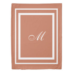 Minimalist Script Monogram   Terracotta Twin Duvet Cover