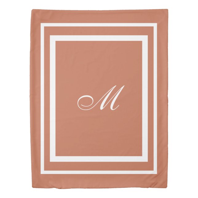 Minimalist Script Monogram | Terracotta Twin Duvet Cover (Front)