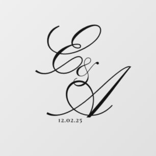 Minimalist Script Monogram Wedding Floor Decals
