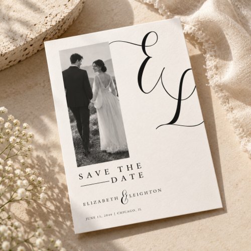 Minimalist Script Monogram Wedding Save The Date