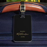 Minimalist Script Mr and Mrs Newlywed Black