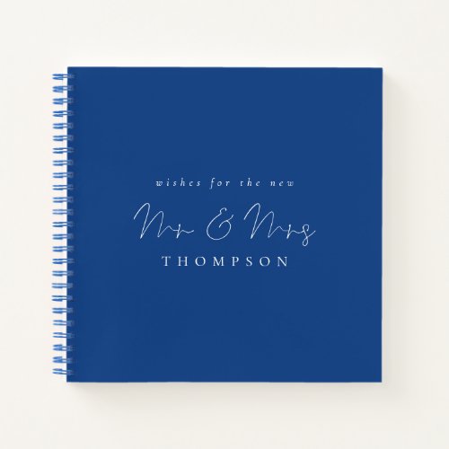 Minimalist Script Mr Mrs Wedding Blue Guest Book