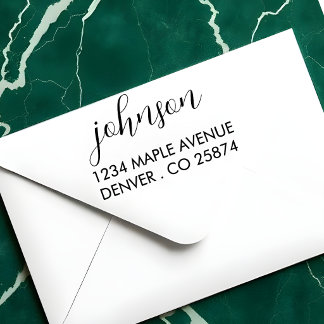 "Minimalist Script Name and Address Self-inking St Stamp