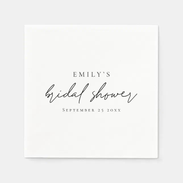 Minimalist Script Name Date Bridal Shower Napkins | Zazzle