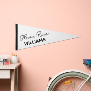 Minimalist Script Name Gender Neutral Nursery Pennant Flag