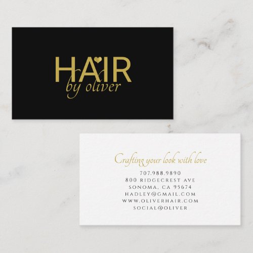 Minimalist Script Name Heart Hair Stylist Business Card