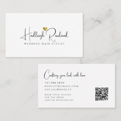Minimalist Script Name Heart Makeup Up Artist Business Card