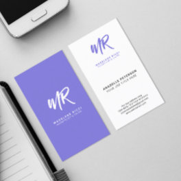 Minimalist Script Name Initial Special Purple Business Card