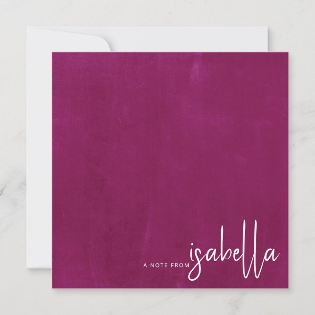 Minimalist Script Name Note From Dark Raspberry (Front)