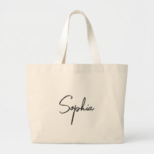 Minimalist Script Name Personalized Large Tote Bag