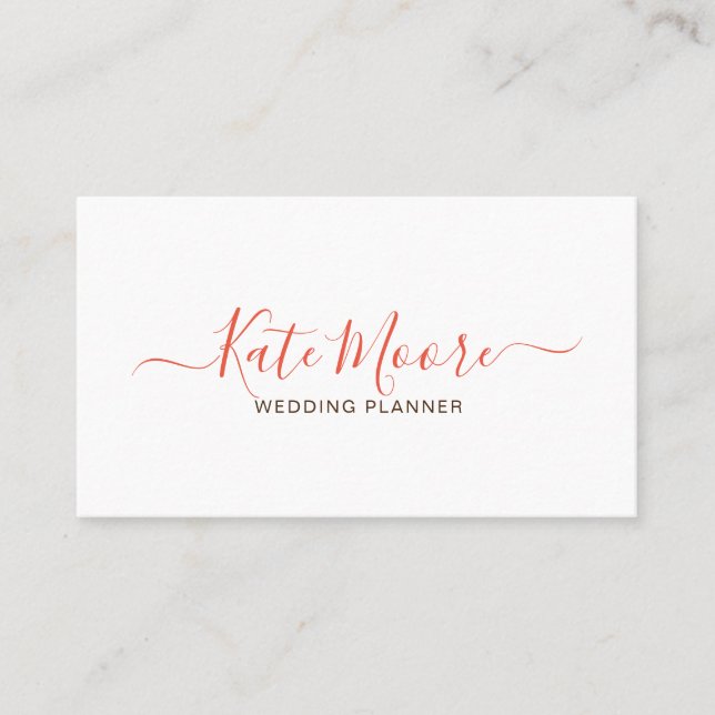 Minimalist Script Name Wedding Planner Business Card (Front)