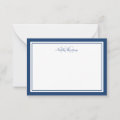 Minimalist Script Navy Blue Two Border Monogram Note Card | Zazzle