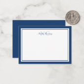 Minimalist Script Navy Blue Two Border Monogram Note Card | Zazzle