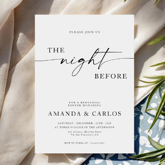 Minimalist Script Night Before Rehearsal Dinner Invitation