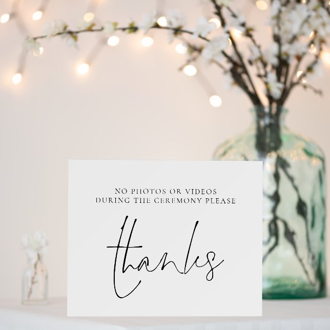 Minimalist Script No Photos or Videos Wedding Sign (In Situ (Wedding))