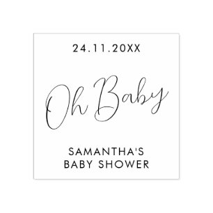 Minimalist Script Oh Baby Shower Rubber Stamp