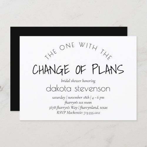 Minimalist Script  One With the Change of Plans Invitation