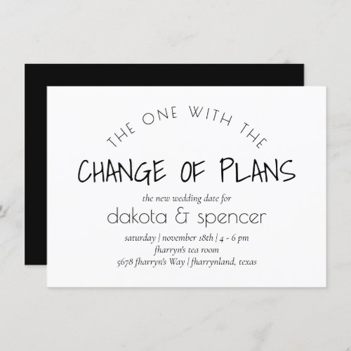 Minimalist Script  One With the Change of Plans Invitation