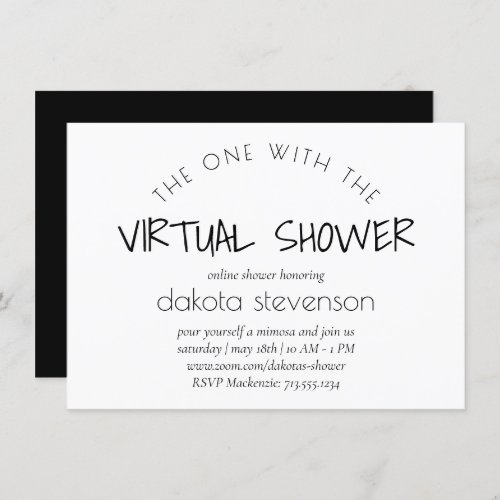 Minimalist Script  One With the Virtual Shower Invitation