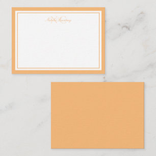 Minimalist Script Orange Two Border Monogram Note Card
