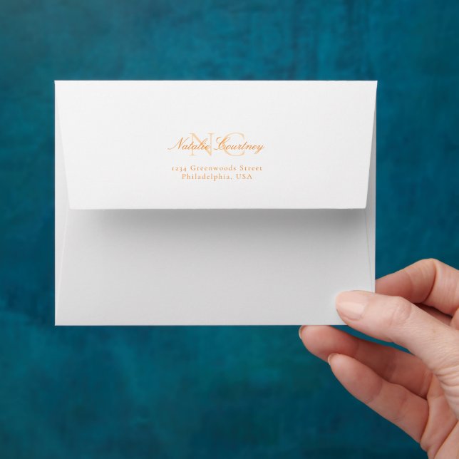 Minimalist Script Orange Two Monogram Envelope (Hand)