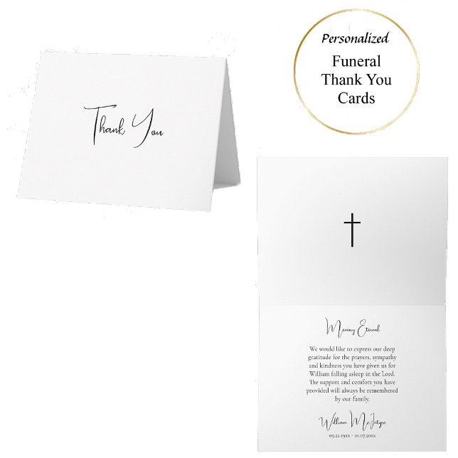Minimalist Script Orthodox Christian Funeral Letterpress Thank You Card (Creator Uploaded)