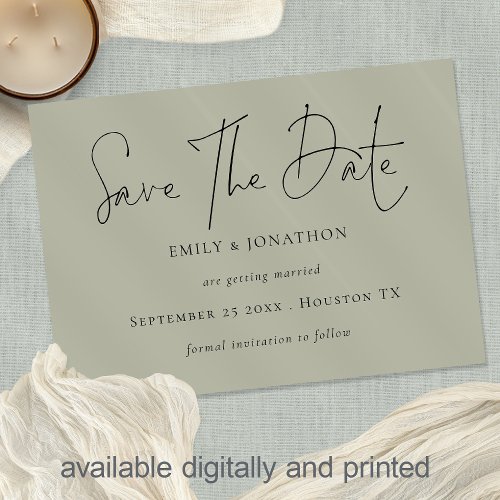 Minimalist Script Pale Sage Save The Date