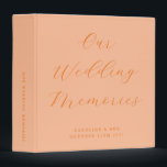Minimalist Script Peach Custom Wedding Photo  3 Ring Binder<br><div class="desc">Minimalist Script Peach Custom Wedding Photo 3 ring binder</div>