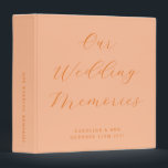 Minimalist Script Peach Custom Wedding Photo  3 Ring Binder<br><div class="desc">Minimalist Script Peach Custom Wedding Photo 3 ring binder</div>