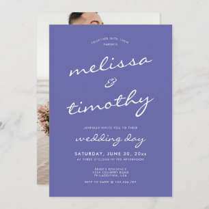 Minimalist Script Periwinkle Blue Wedding Invitation
