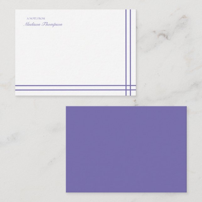 Minimalist Script Periwinkle Double Border Note Card (Front/Back)