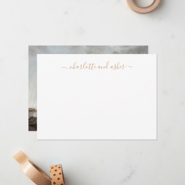 Minimalist Script Personalized Couples Note Card (Front/Back In Situ)