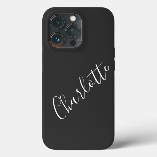 Minimalist Script Personalized Name Black White   iPhone 13 Pro Case