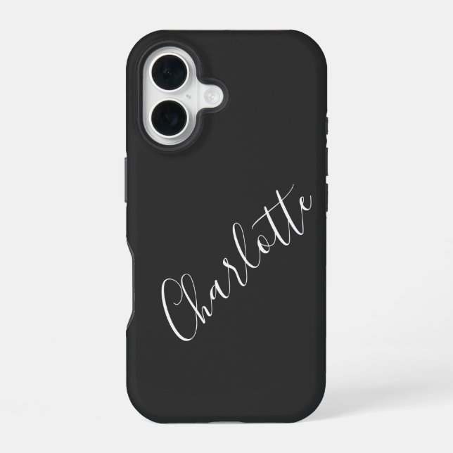 Minimalist Script Personalized Name Black White   Iphone Case (Back)